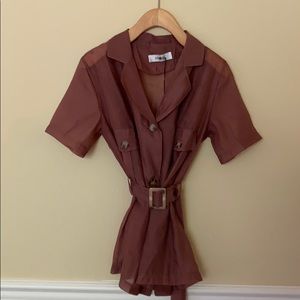 Storets sheer mauve top with belt and pockets